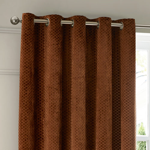 Neptune Fully Lined Velvet Eyelet Curtains Copper