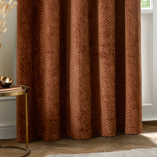 Neptune Fully Lined Velvet Eyelet Curtains Copper