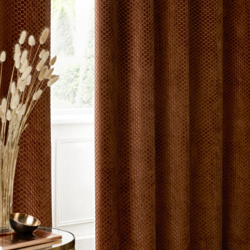 Neptune Fully Lined Velvet Eyelet Curtains Copper