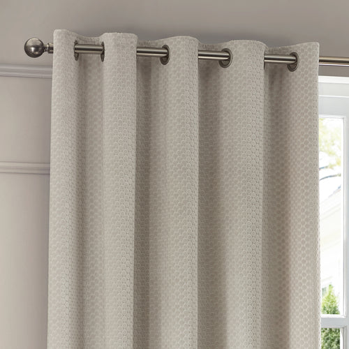 Neptune Fully Lined Velvet Eyelet Curtains Ivory