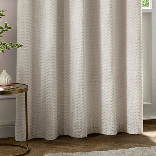 Neptune Fully Lined Velvet Eyelet Curtains Ivory