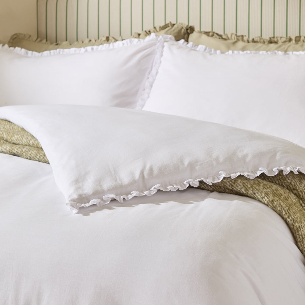 Tilly 100% Cotton Ruffle Duvet Cover Set White
