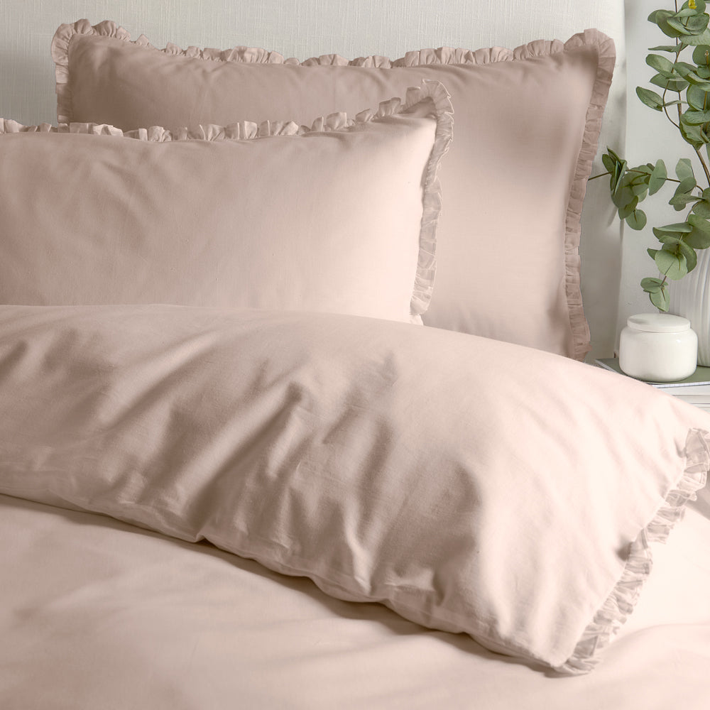 Tilly 100% Cotton Ruffle Duvet Cover Set Blush Pink