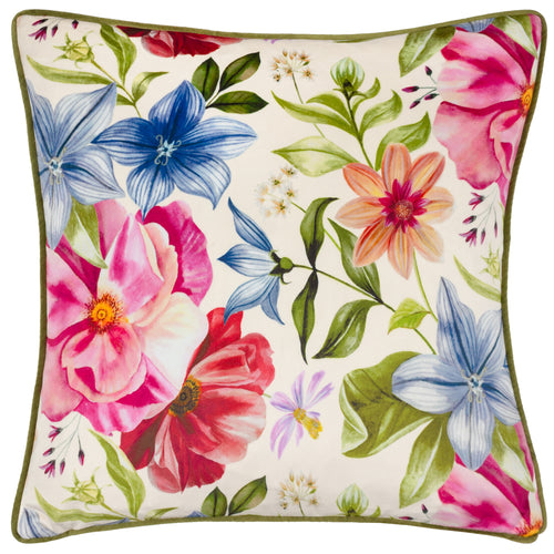 Floral Beige Cushions - Nectar Garden Petunia Floral Piped Cushion Cover Cream Wylder Nature