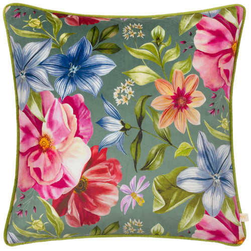 Floral Blue Cushions - Nectar Garden Petunia Floral Piped Cushion Cover Teal Wylder Nature