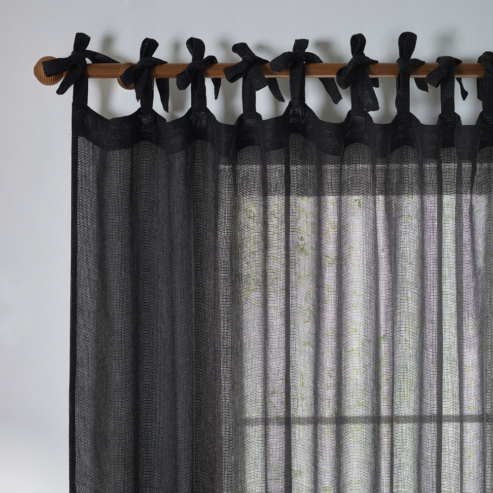 Nimbus Sheer Tie Top Curtain Panel Black