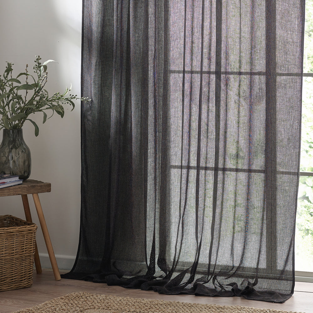 Nimbus Sheer Tie Top Curtain Panel Black