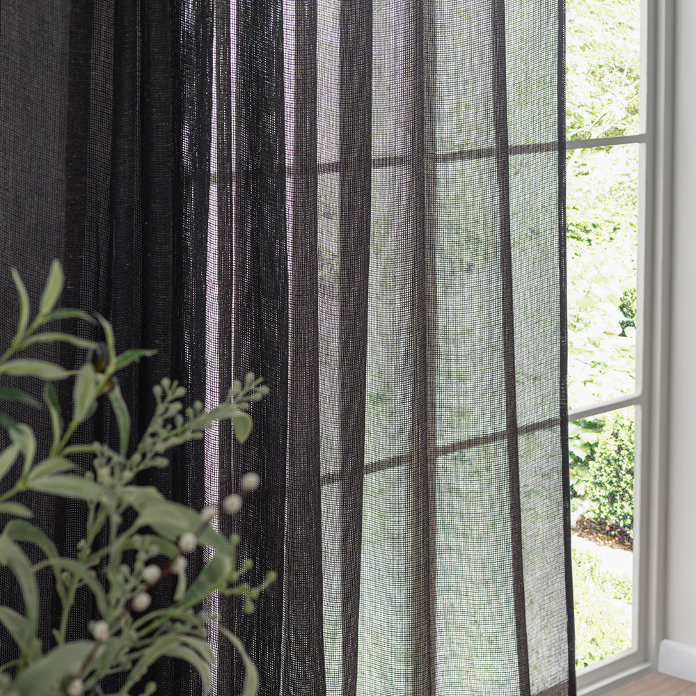 Nimbus Sheer Tie Top Curtain Panel Black