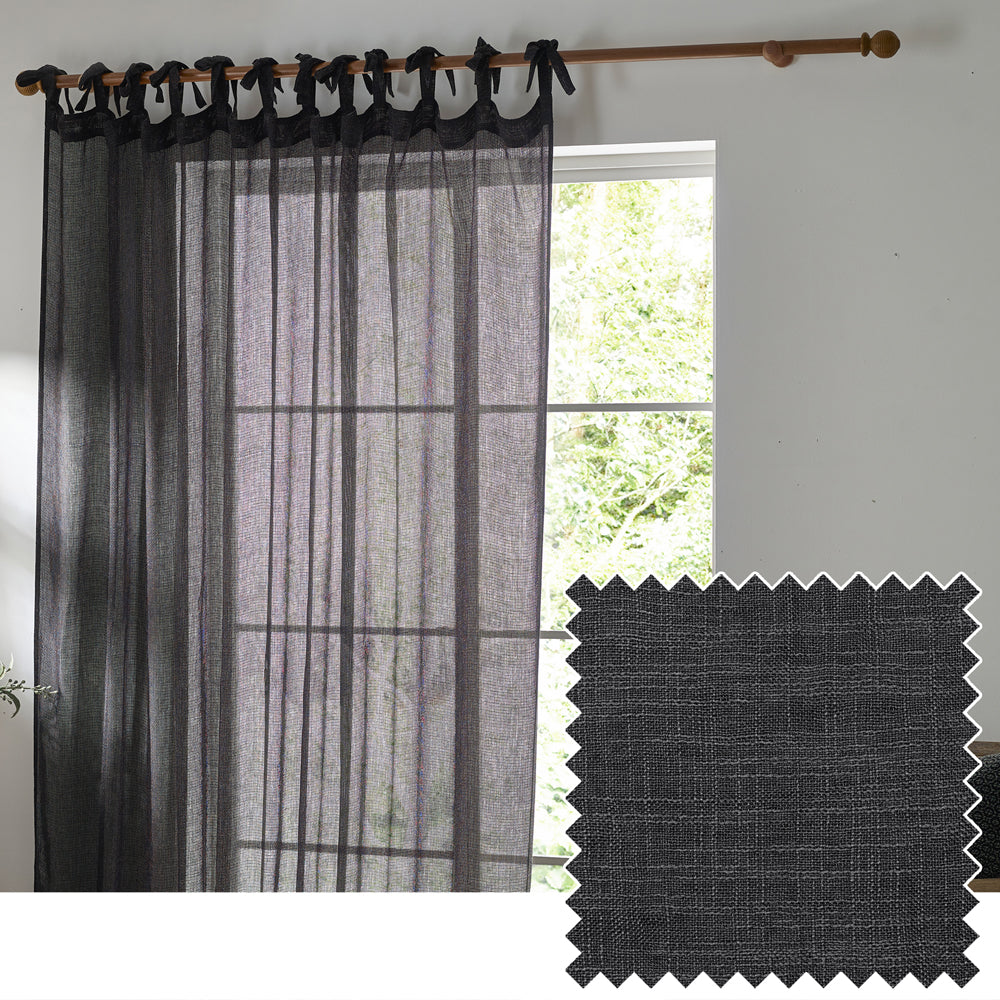 Nimbus Sheer Tie Top Curtain Panel Black