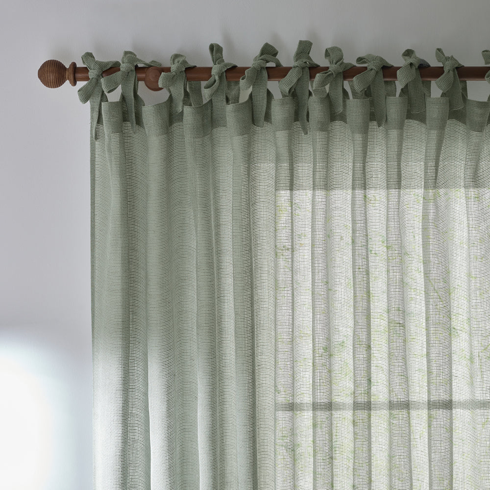 Nimbus Sheer Tie Top Curtain Panel Eucalyptus