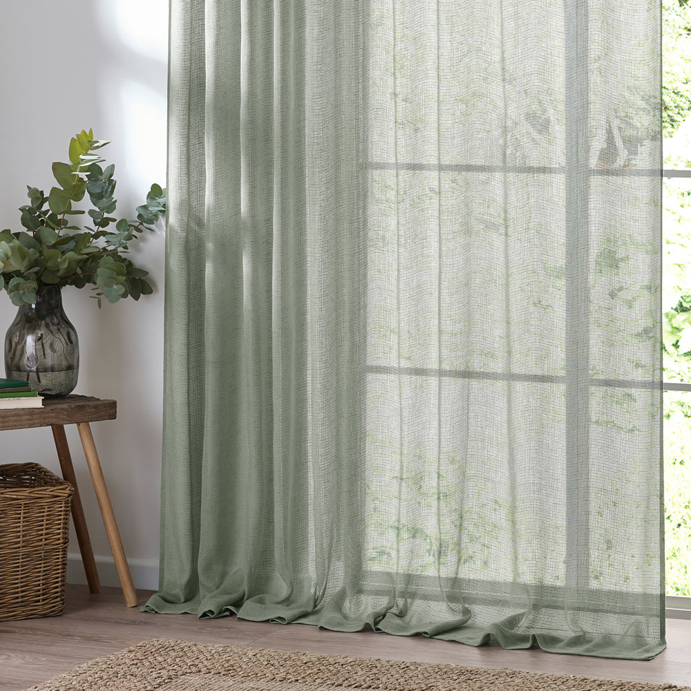 Nimbus Sheer Tie Top Curtain Panel Eucalyptus