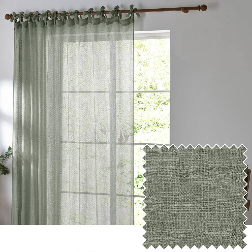 Nimbus Sheer Tie Top Curtain Panel Eucalyptus