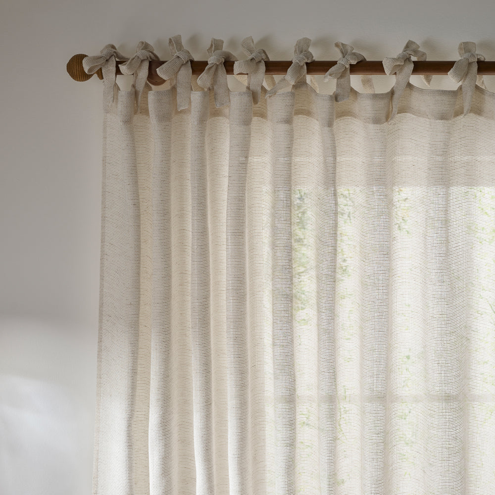 Nimbus Sheer Tie Top Curtain Panel Natural