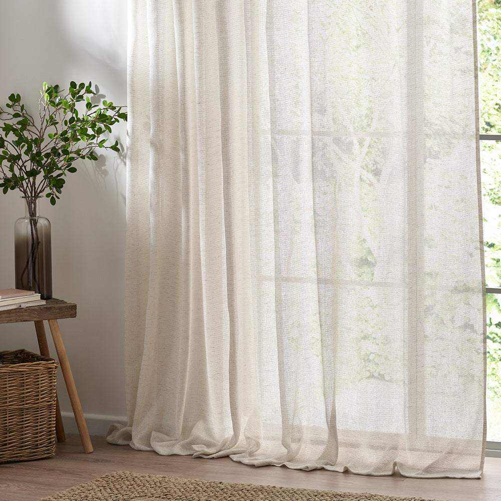Nimbus Sheer Tie Top Curtain Panel Natural