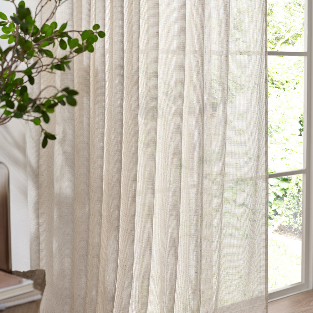 Nimbus Sheer Tie Top Curtain Panel Natural