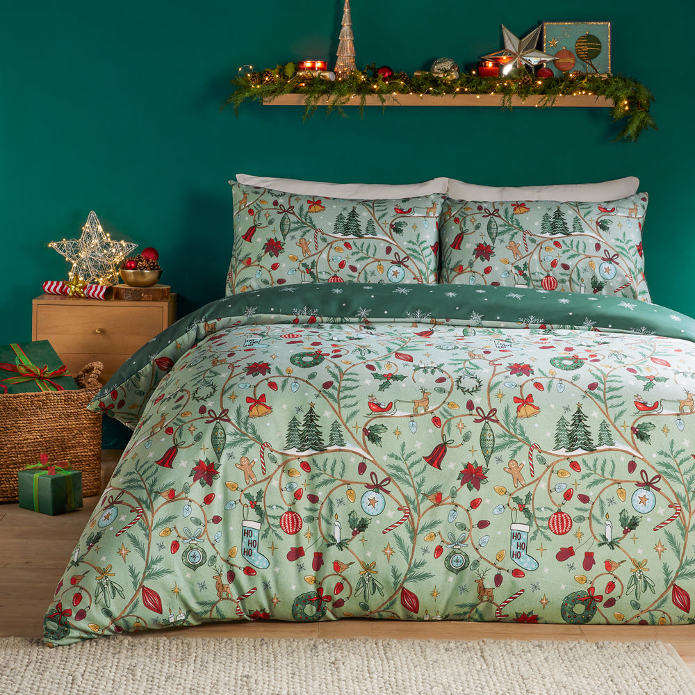 Green Bedding  - Noelle Soft Touch Reversible Duvet Cover Set Green Duvet Day