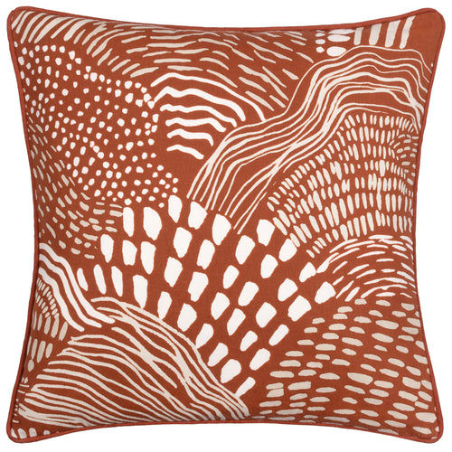 Abstract Red Cushions - Nola Abstract Piped Polyester Filled Cushion Chestnut HÖEM
