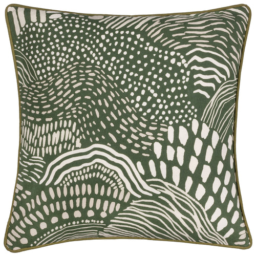 Abstract Green Cushions - Nola Abstract Piped Cushion Cover Olive HÖEM