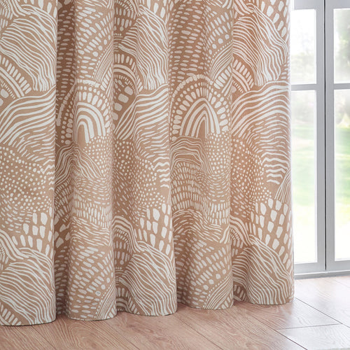 Abstract Beige Curtains - Nola Abstract  Eyelet Curtains Oat HÖEM