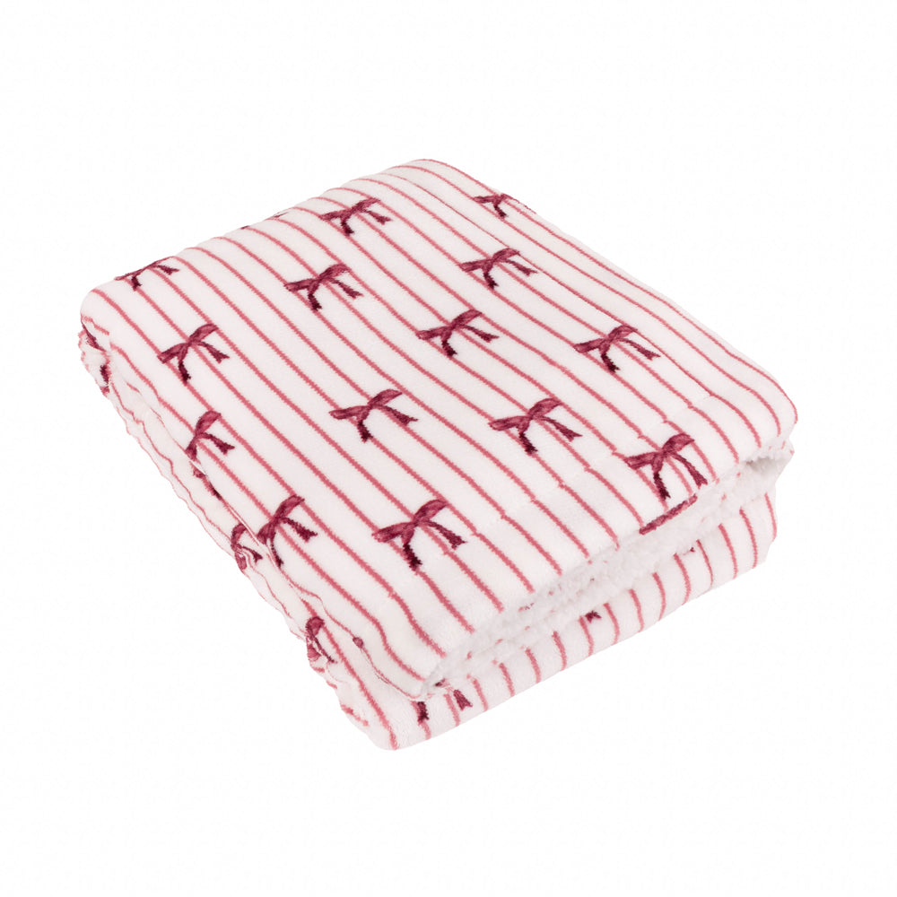 Noortje Bows Sherpa Fleece Throw Silk Pink