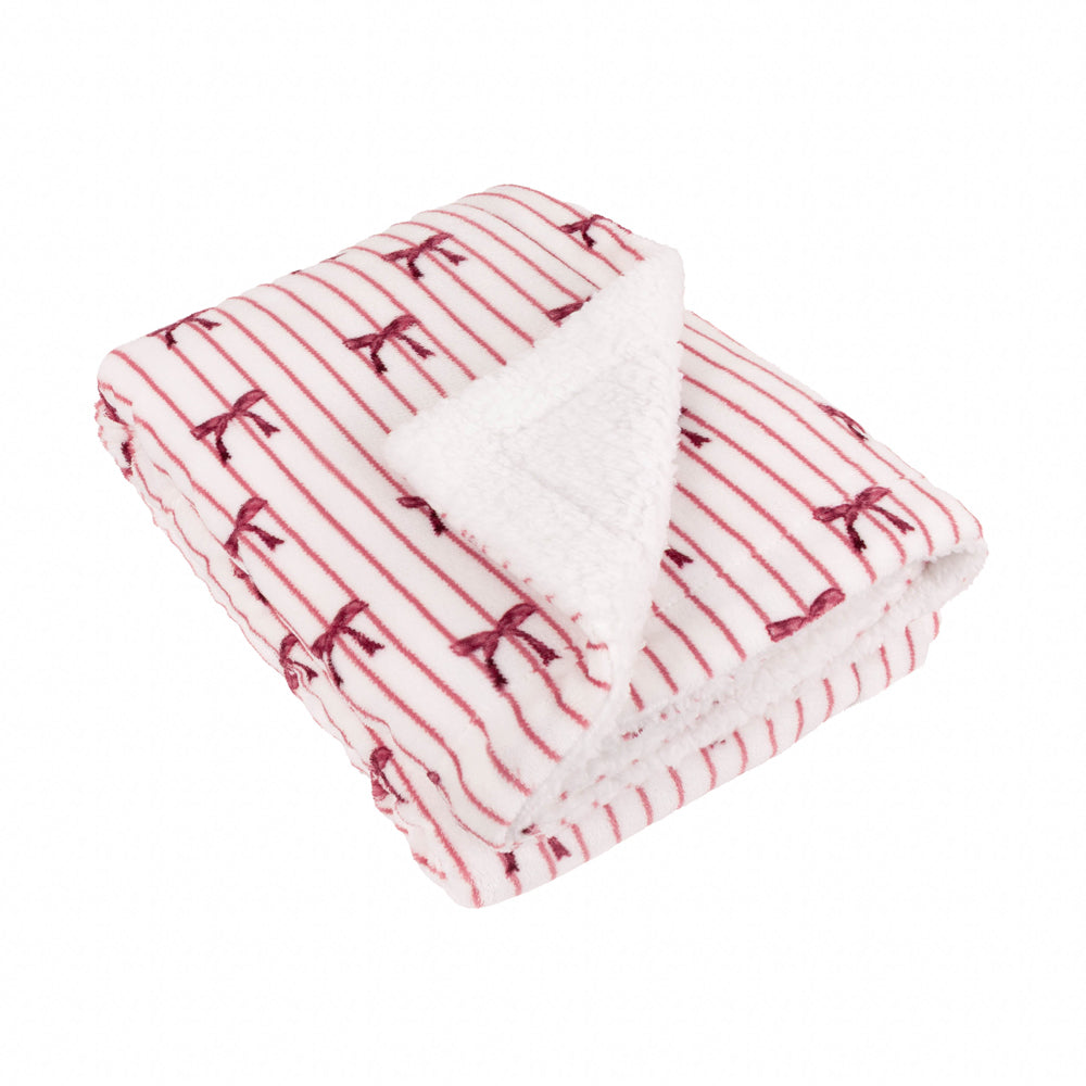 Noortje Bows Sherpa Fleece Throw Silk Pink