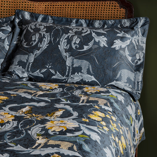  Blue Bedding - Nouvilla Cheetah Floral Pillowcase Midnight Paoletti