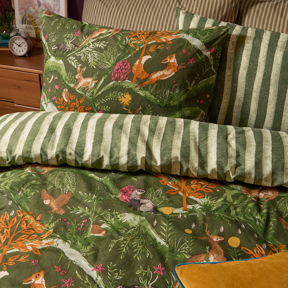 Nya Woodland Reversible Duvet Cover Set Forest