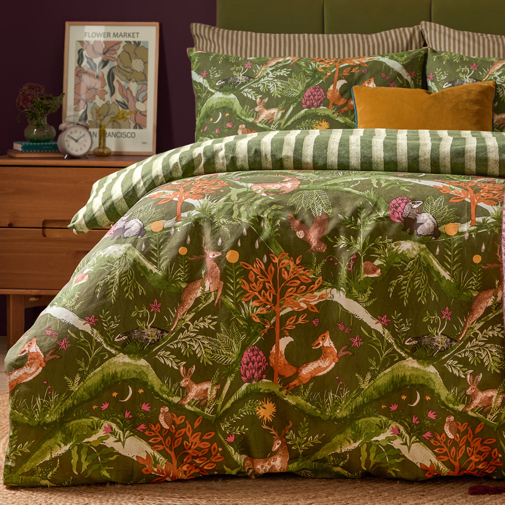 Nya Woodland Reversible Duvet Cover Set Forest