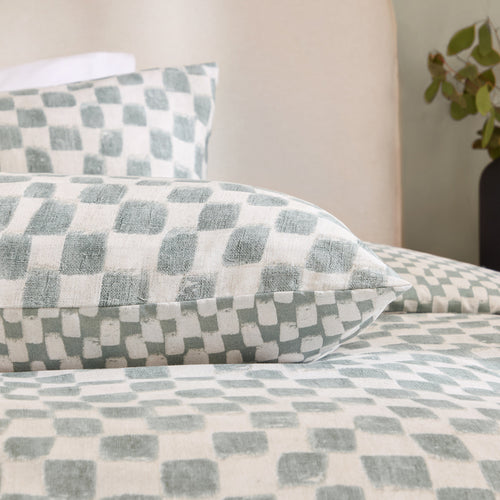 Nyhavn Checkerboard Reversible Duvet Cover Set Aqua