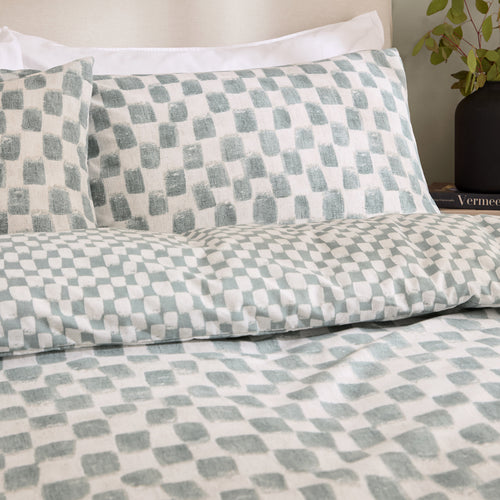 Nyhavn Checkerboard Reversible Duvet Cover Set Aqua