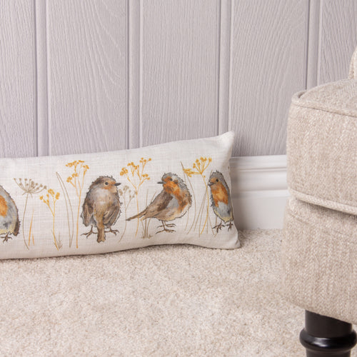 Animal Yellow Cushions - Oakwood Robin Draught Excluder Golden Evans Lichfield