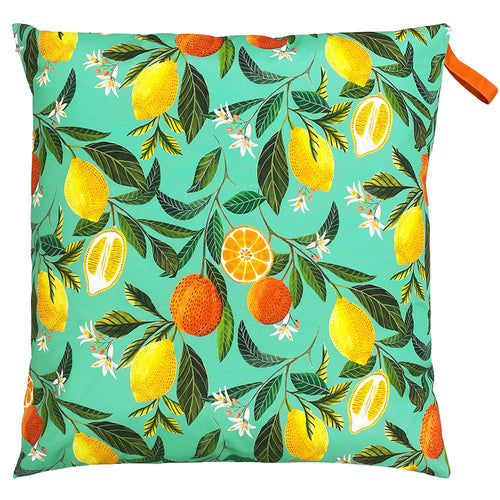 Floral Blue Cushions - Orange Blossom Large 70cm Outdoor Floor Cushion Cover Teal Evans Lichfield