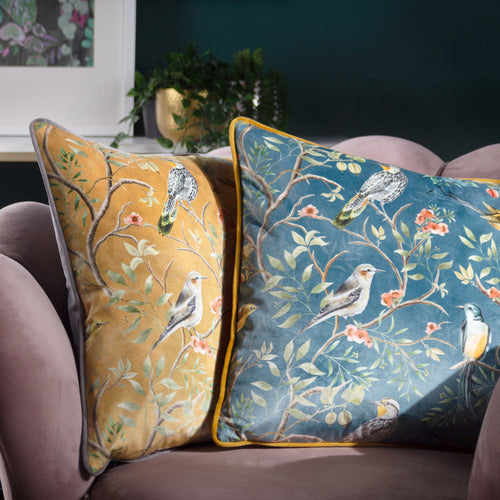Animal Blue Cushions - Orient Chinoiserie Cushion Cover Slate Blue Wylder
