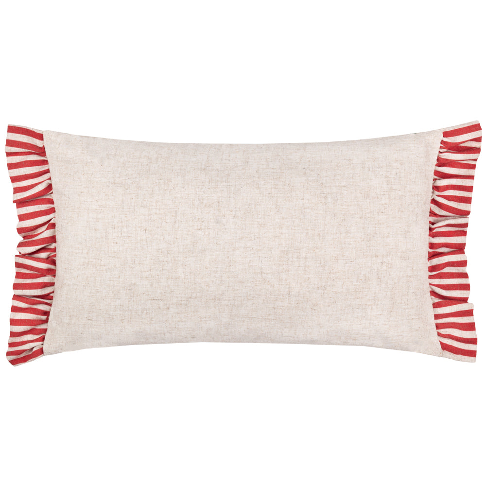 Okara Leopards Printed Ruffle Cushion Linen/Red