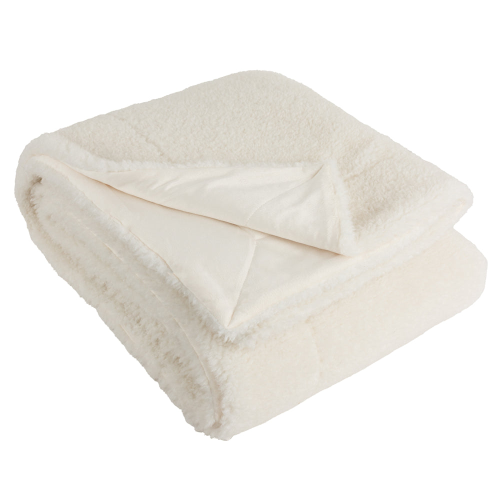 Olann Shearling Fleece Throw Ecru