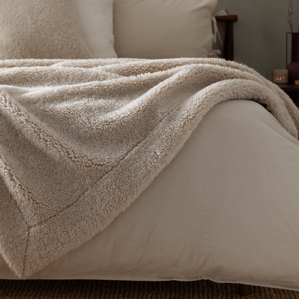 Olann Beige Shearling Fleece Throw | Natural Throws | Yard – Furn.com
