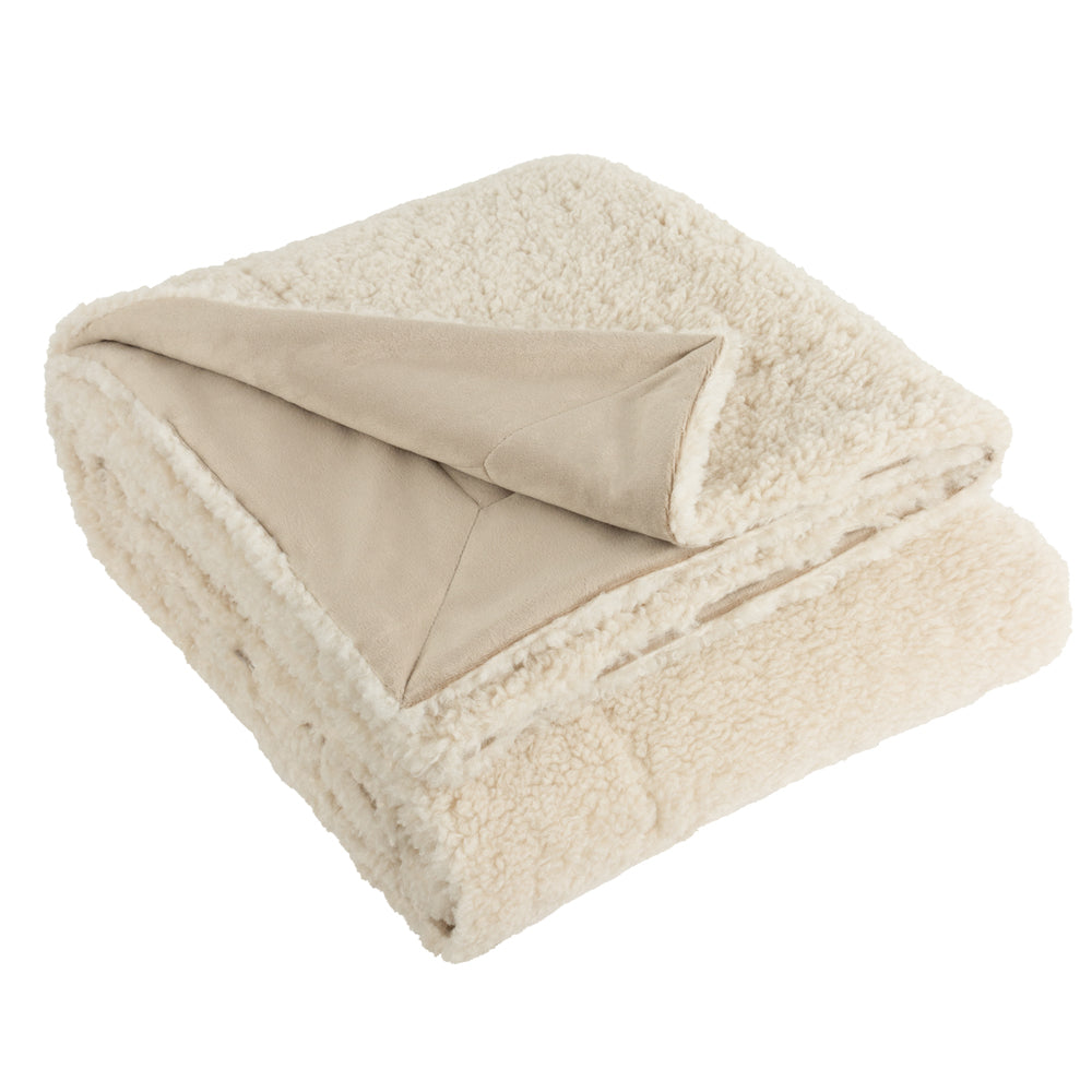 Olann Shearling Fleece Throw Natural