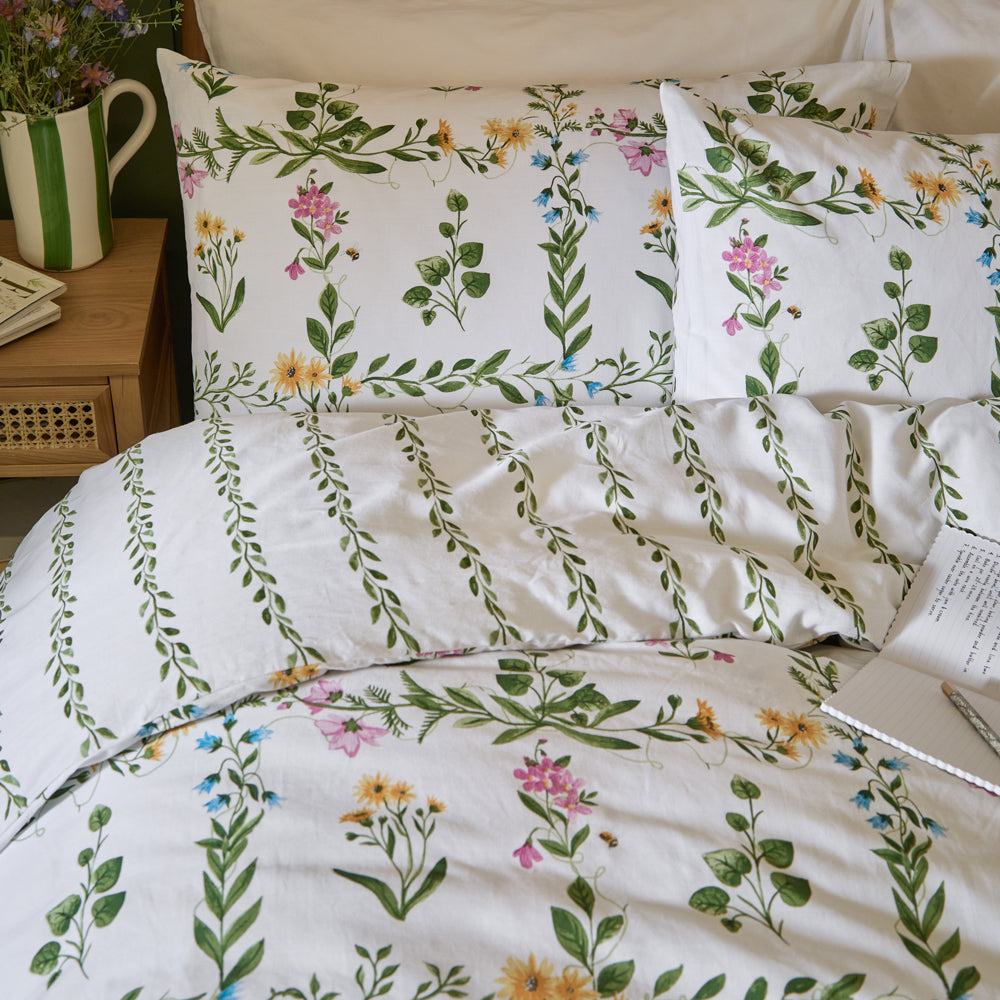 Olivia Reversible 100% Cotton Duvet Cover Set Green