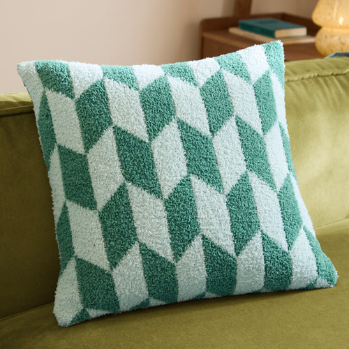 Geometric Green Cushions - Olsen Geometric Cushion Cover Good For You Green Furn