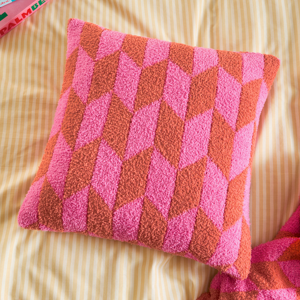 Geometric Pink Cushions - Olsen Geometric Cushion Cover Pink Pop Furn