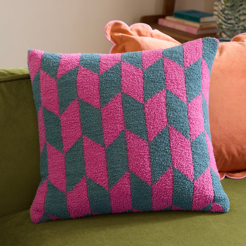 Geometric Pink Cushions - Olsen Geometric Cushion Cover Retro Pink Furn