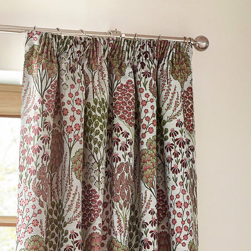 Floral Red Curtains - Ophelia Floral Jacquard Pencil Pleat Curtains Rednut Wylder