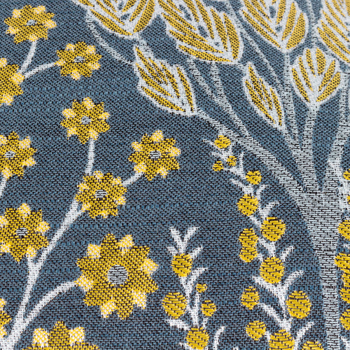 Floral Blue Cushions - Ophelia Floral Jacquard Cushion Cover Blue/Saffron Wylder