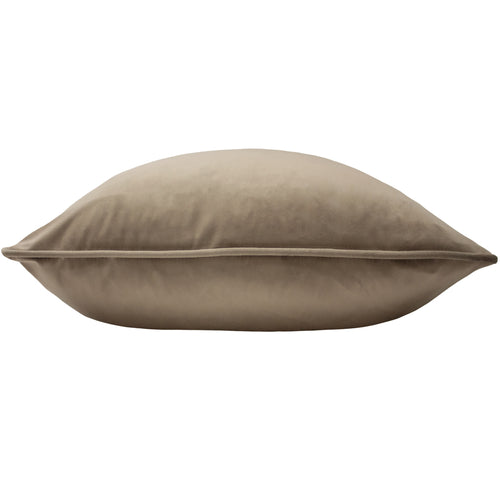 Plain Beige Cushions - Opulence Soft Velvet Cushion Cover Biscuit Evans Lichfield