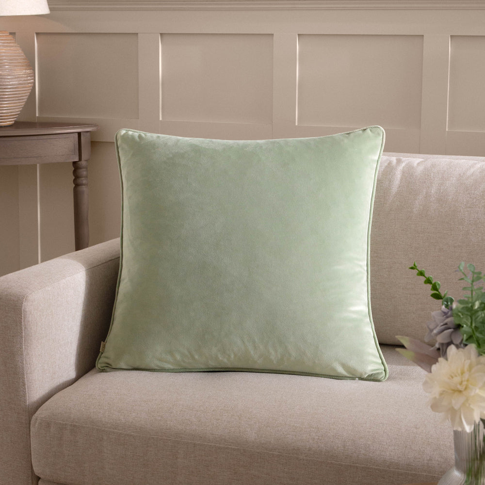 Opulence Green Soft Velvet Cushion Cover Green Cushions Evans