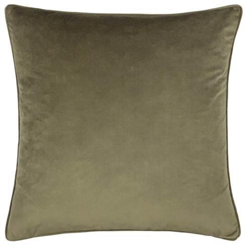 Plain Green Cushions - Opulence Soft Velvet Cushion Cover Khaki Evans Lichfield