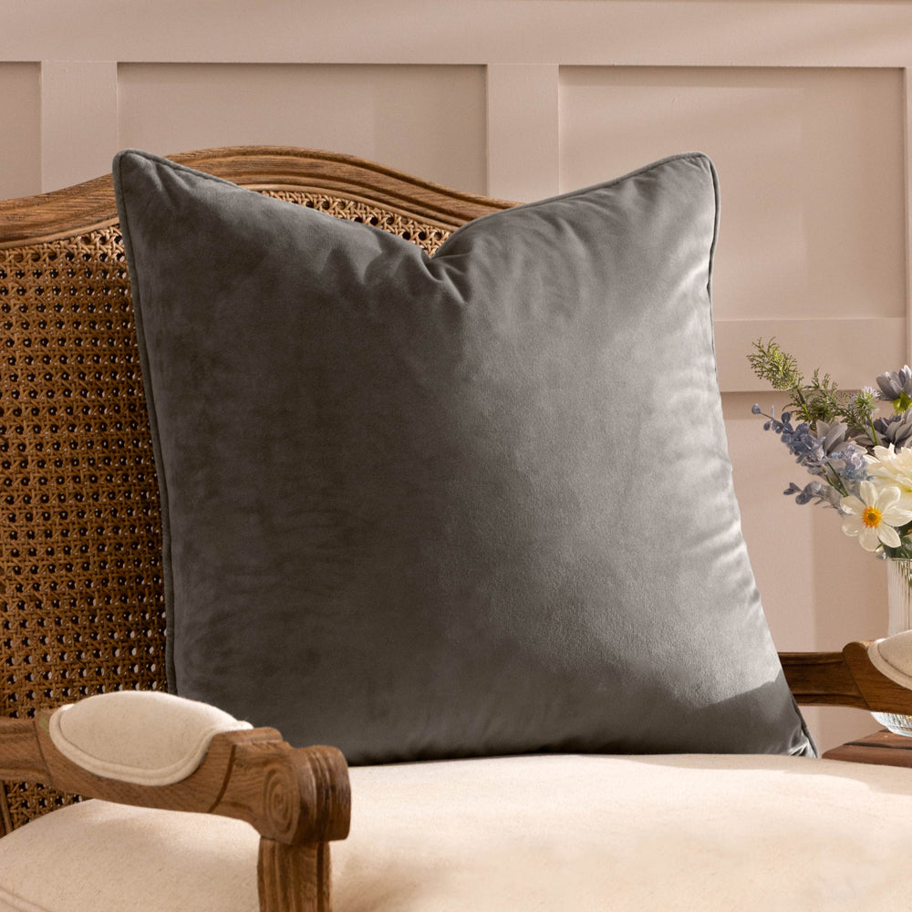 Opulence Brown Soft Velvet Cushion Cover Mink Cushions Evans Lichfield Furn