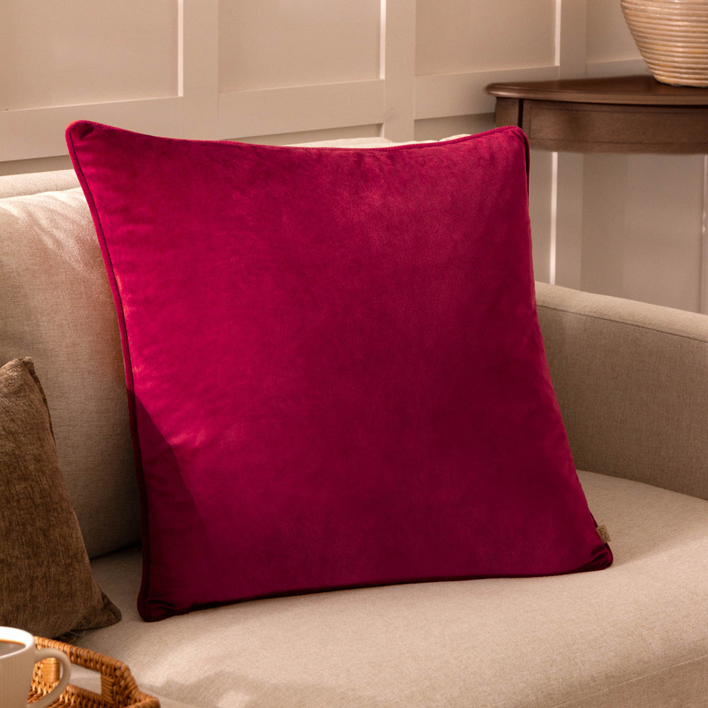Plain Pink Cushions - Opulence Soft Velvet Cushion Cover Scarlet Evans Lichfield