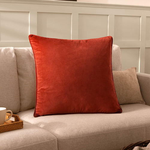 Plain Red Cushions - Opulence Soft Velvet Cushion Cover Sunset Evans Lichfield