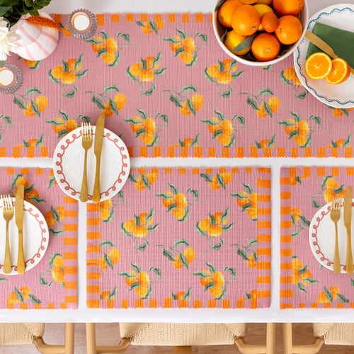 Floral Pink Accessories - Oranges Indoor/Outdoor Table Runner Pink furn.